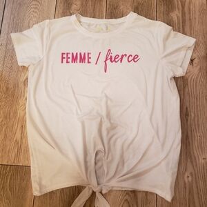 Femme Fierce Tie-Front White Tee